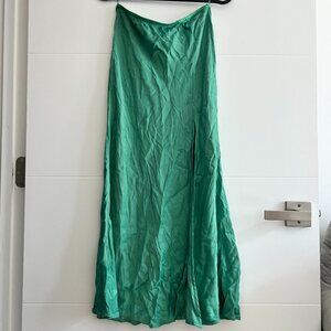 Zara Emerald Green Shiny Midi/Maxi Skirt